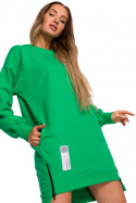 Bluza damska tunika długa luźna ozdobne zamki zielona me676