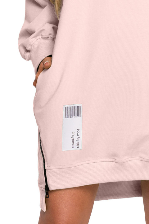 Bluza damska tunika długa luźna ozdobne zamki różowa me676 Bluza damska tunika długa luźna ozdobne zamki różowa me676
