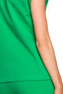 Bluzka damska bez rękawów z kołnierzem dekolt V zielona me682