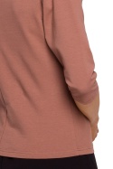 Bluzka damska z asymetrycznym dekoltem rękaw 3/4 brązowa me678