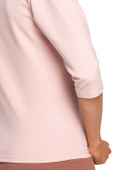 Bluzka damska z asymetrycznym dekoltem rękaw 3/4 różowa me678