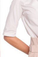 Koszula damska klasyczna z kołnierzem taliowana rękaw 3/4 biała K125