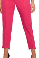 Spodnie damskie z prostymi nogawkami w kant S różowe me603