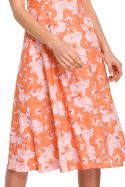 Sukienka midi rozkloszowana w kwiaty bez rękawów ramiączka m1 K134