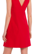 Sukienka mini bez rękawów fason A dekolt V na plecach czerwona K128