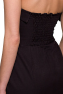 Sukienka mini gorsetowa ołówkowa odkryte ramiona gładka czarna K131