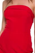 Sukienka mini gorsetowa ołówkowa odkryte ramiona gładka czerwona K131