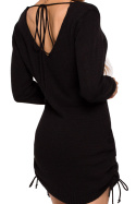 Sukienka mini midi sweterkowa dekolt na plecach czarna me684