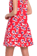 Sukienka mini w kwiaty bez rękawów dekolt V na plecach m2 K129