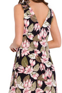 Sukienka mini w kwiaty bez rękawów dekolt V na plecach m3 K129