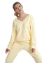 Bluza damska bawełniana z dekoltem V z przodu i z tyłu żółta M799