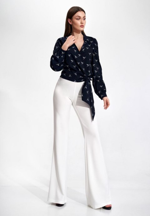 Bluzka damska elegancka kopertowa dekolt V długi rękaw granatowa M868 Bluzka damska elegancka kopertowa dekolt V długi rękaw granatowa M868