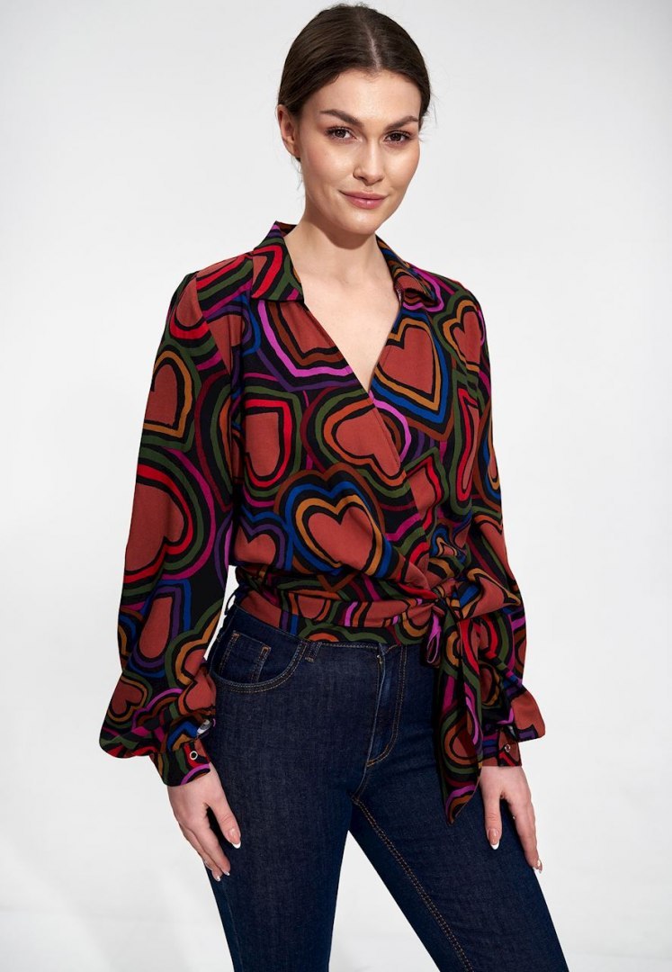 Bluzka damska elegancka kopertowa dekolt V długi rękaw wzór 136 M868 Bluzka damska elegancka kopertowa dekolt V długi rękaw wzór 136 M868