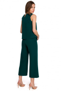 Eleganckie spodnie damskie z szerokimi nogawkami 7/8 M, XXL zielone S256
