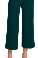 Eleganckie spodnie damskie z szerokimi nogawkami 7/8 M, XXL zielone S256