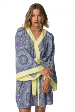 Kimono damskie szlafrok z kolorowym nadrukiem i wiązaniem m1 LA107