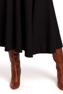 Spódnica rozkloszowana midi z szerokim pasem w talii XL czarna S196