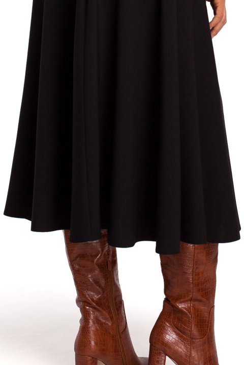 Spódnica rozkloszowana midi z szerokim pasem w talii XL czarna S196 Spódnica rozkloszowana midi z szerokim pasem w talii XL czarna S196