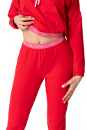 Spodnie damskie dresowe joggery z gumką w pasie czerwone LA102