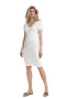 Sukienka letnia midi z wiskozy dekolt V krótki rękaw biała M786