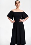 Sukienka midi hiszpanka rozkloszowana krótki rękaw czarna M867