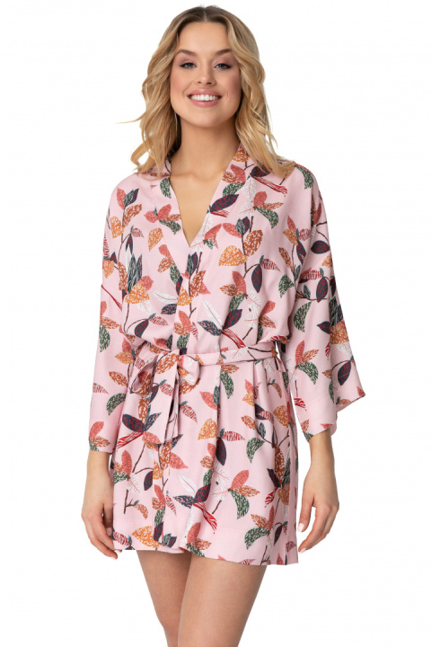 Szlafrok damski krótki kimono z wiskozy z nadrukiem m1 LA106 Szlafrok damski krótki kimono z wiskozy z nadrukiem m1 LA106