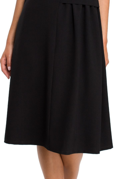 Zwiewna sukienka letnia midi rozkloszowana bez rękawów XL czarna B080 Zwiewna sukienka letnia midi rozkloszowana bez rękawów XL czarna B080