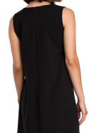 Zwiewna sukienka letnia midi rozkloszowana bez rękawów XL czarna B080