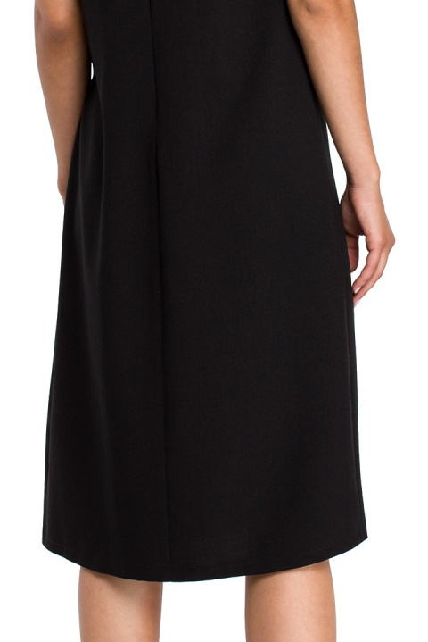 Zwiewna sukienka letnia midi rozkloszowana bez rękawów XL czarna B080 Zwiewna sukienka letnia midi rozkloszowana bez rękawów XL czarna B080
