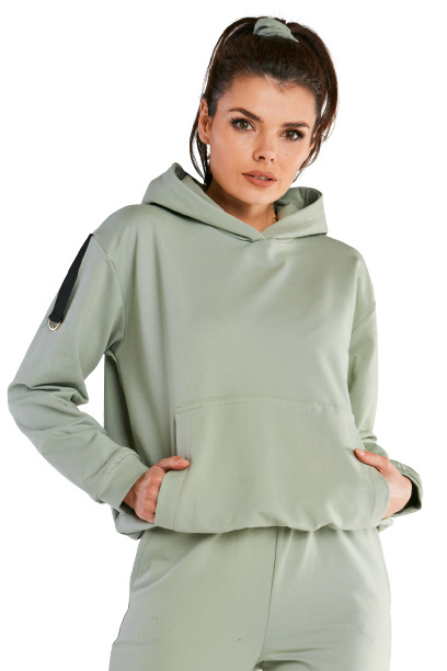 Bluza damska dresowa kangurka z kapturem bawełniana miętowa M248 Bluza damska dresowa kangurka z kapturem bawełniana miętowa M248