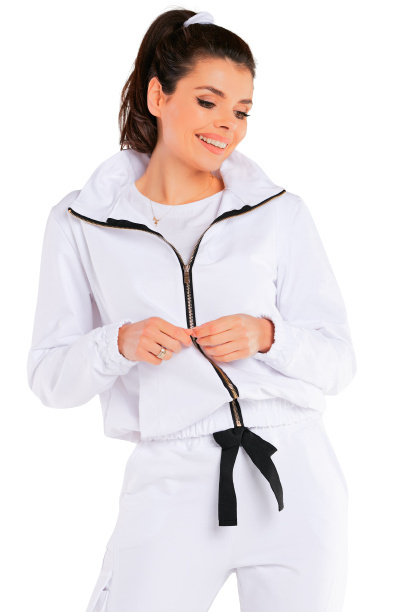 Bluza damska dresowa rozpinana bawełniana z kieszeniami biała M246 Bluza damska dresowa rozpinana bawełniana z kieszeniami biała M246