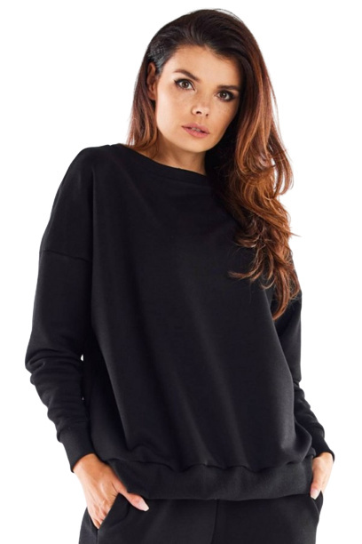 Bluza damska dresowa luźna bawełniana czarna M276 Bluza damska dresowa luźna bawełniana czarna M276