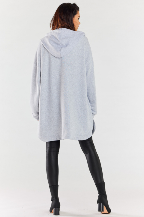Bluza damska oversize z kapturem rozpinana bawełniana szara M281 Bluza damska oversize z kapturem rozpinana bawełniana szara M281