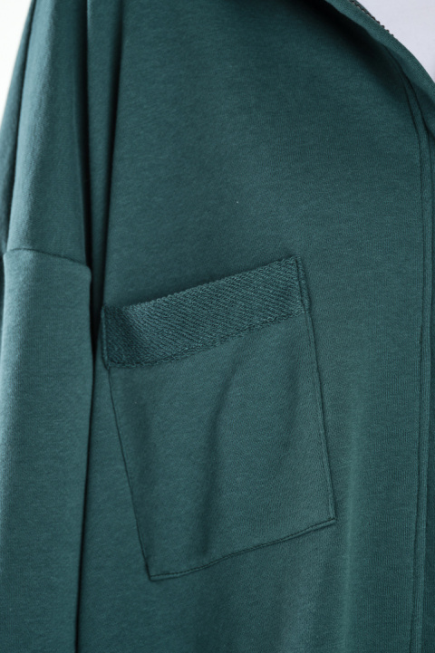 Bluza damska oversize z kapturem rozpinana bawełniana zielona M281 Bluza damska oversize z kapturem rozpinana bawełniana zielona M281