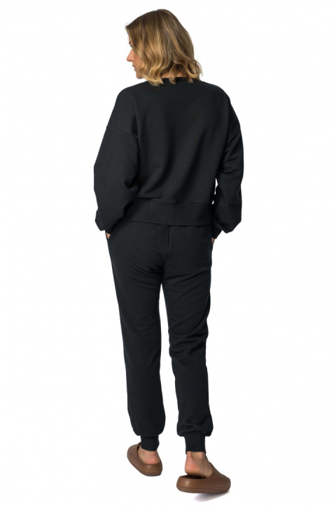 Bluza damska dresowa ze ściągaczami sportowa bawełniana czarna LA111 Bluza damska dresowa ze ściągaczami sportowa bawełniana czarna LA111