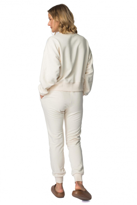 Bluza damska dresowa ze ściągaczami sportowa bawełniana waniliowa LA111 Bluza damska dresowa ze ściągaczami sportowa bawełniana waniliowa LA111