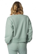 Bluza damska dresowa ze ściągaczami sportowa bawełniana miętowa LA111