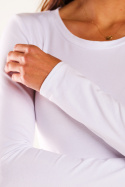 Bluzka damska bawełniana basic z długim rękawem biała M288