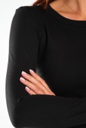 Bluzka damska bawełniana basic z długim rękawem czarna M288