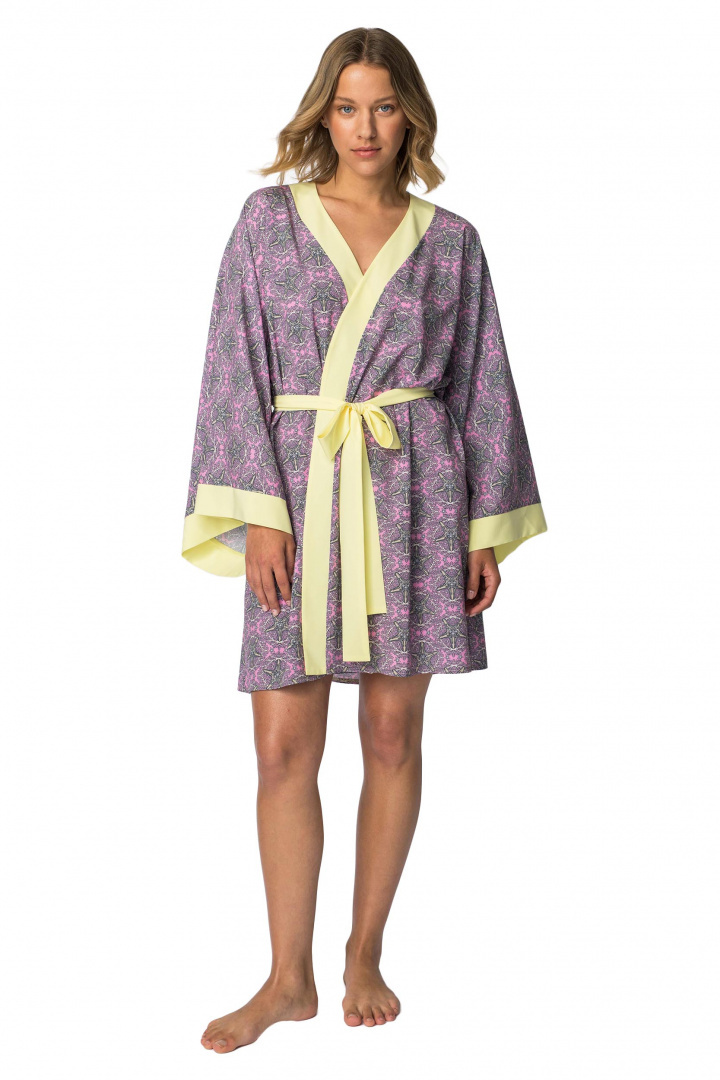 Kimono damskie szlafrok z kolorowym nadrukiem i wiązaniem m2 LA107 Kimono damskie szlafrok z kolorowym nadrukiem i wiązaniem m2 LA107