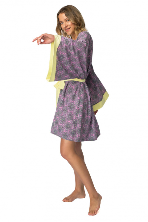 Kimono damskie szlafrok z kolorowym nadrukiem i wiązaniem m2 LA107 Kimono damskie szlafrok z kolorowym nadrukiem i wiązaniem m2 LA107