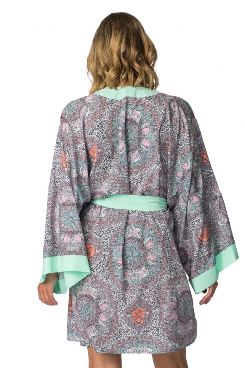 Kimono damskie szlafrok z kolorowym nadrukiem i wiązaniem m3 LA107 Kimono damskie szlafrok z kolorowym nadrukiem i wiązaniem m3 LA107