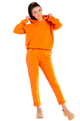 Spodnie damskie bawełniane wykończone podwinięciem pomarańczowe M250