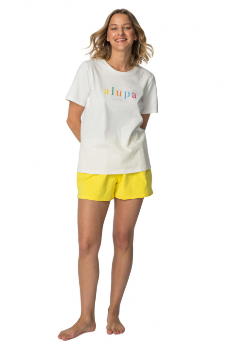 T-shirt damski koszulka z krótkim rękawem bawełniana ecru LA109 T-shirt damski koszulka z krótkim rękawem bawełniana ecru LA109