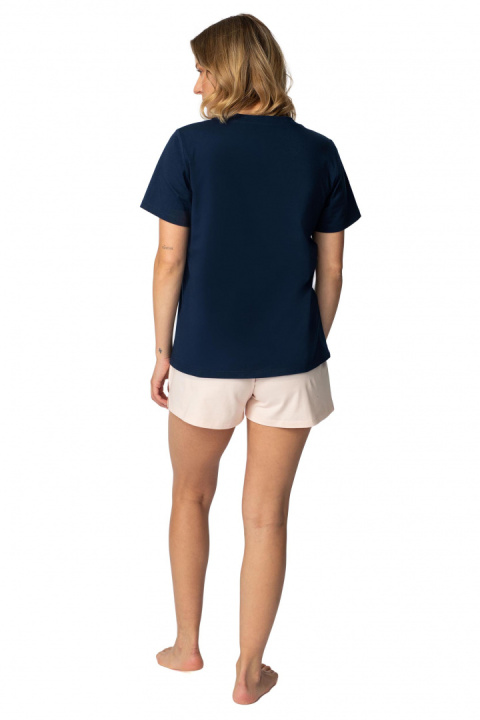 T-shirt damski koszulka z krótkim rękawem bawełniana granatowy LA109 T-shirt damski koszulka z krótkim rękawem bawełniana granatowy LA109