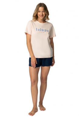 T-shirt damski koszulka z krótkim rękawem bawełniana brzoskwiniowy LA109