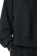 Bluza damska dresowa ze ściągaczami sportowa bawełniana czarna LA111