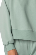 Bluza damska dresowa ze ściągaczami sportowa bawełniana miętowa LA111