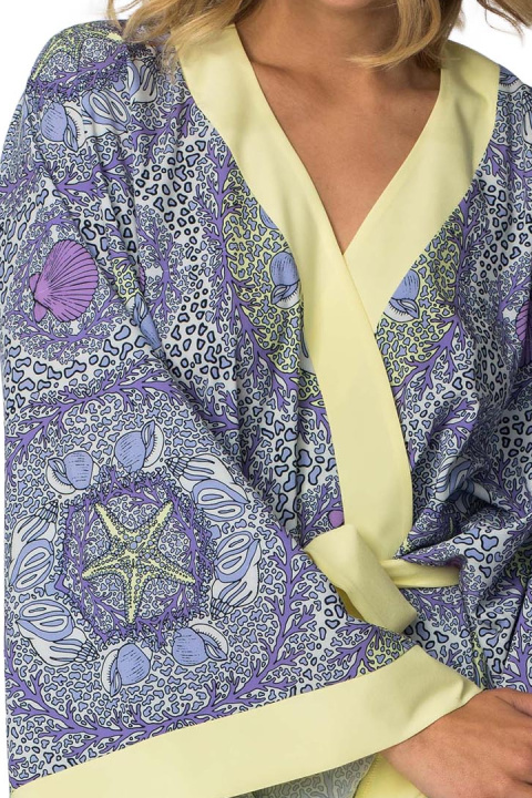 Kimono damskie szlafrok z kolorowym nadrukiem i wiązaniem m1 LA107 Kimono damskie szlafrok z kolorowym nadrukiem i wiązaniem m1 LA107