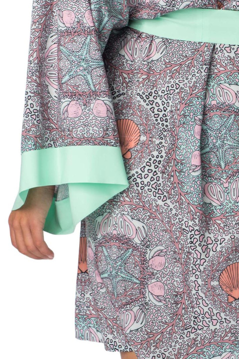 Kimono damskie szlafrok z kolorowym nadrukiem i wiązaniem m3 LA107 Kimono damskie szlafrok z kolorowym nadrukiem i wiązaniem m3 LA107